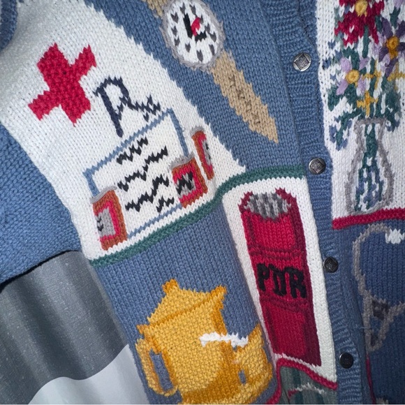Northern Isles Vintage Folk handknit Cardigan Grannycore nursing medical Sweater - Picture 4 of 7